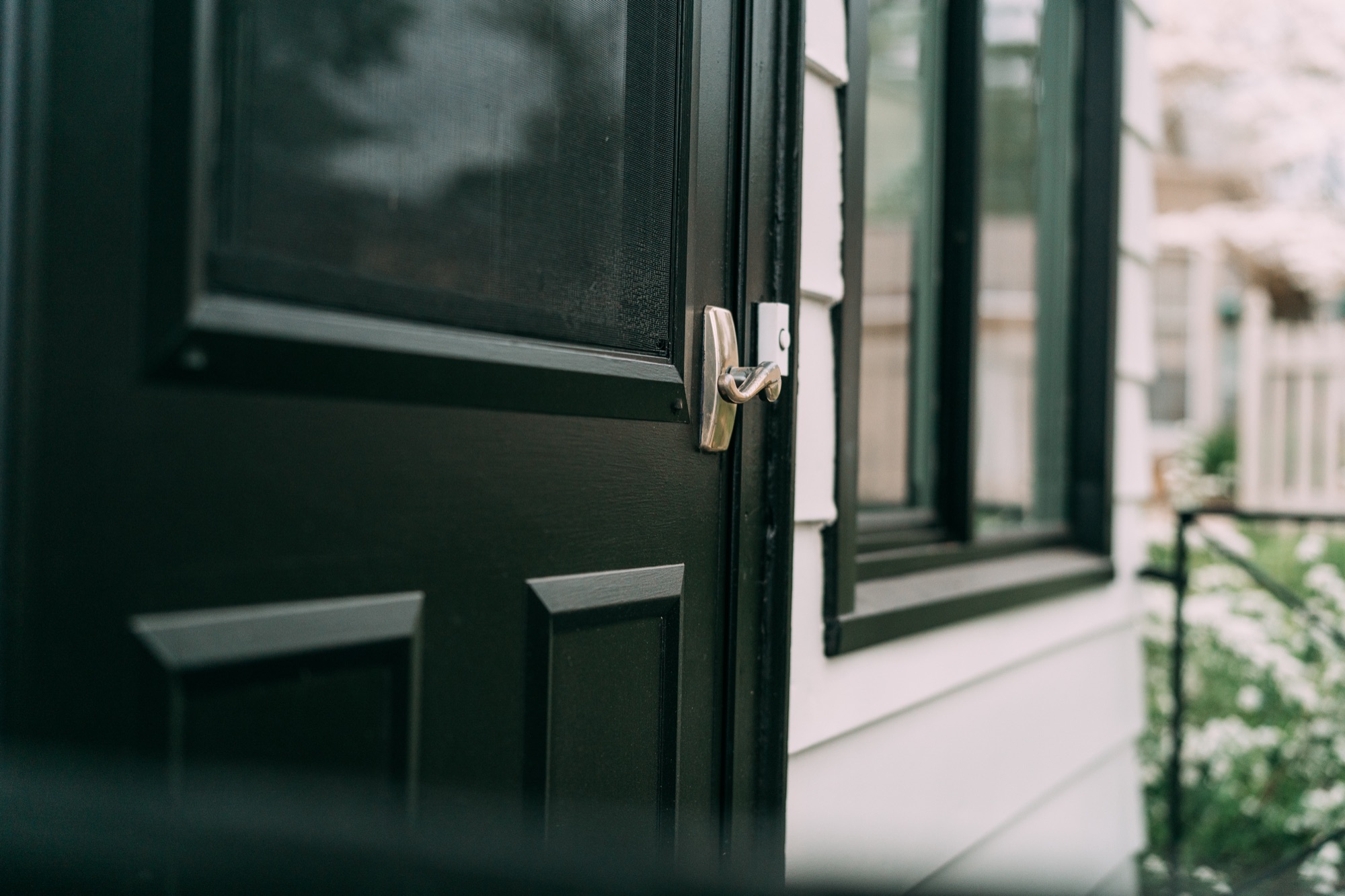 Sanded and repainted door and jamb detail